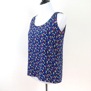 Vintage 1980s Raoul Size 10 Novelty Print Tank Top Scoop Neck Blue